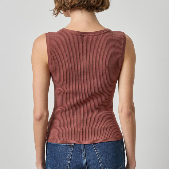 Sleeveless Rib Top Womens Sweater Chestnut A2