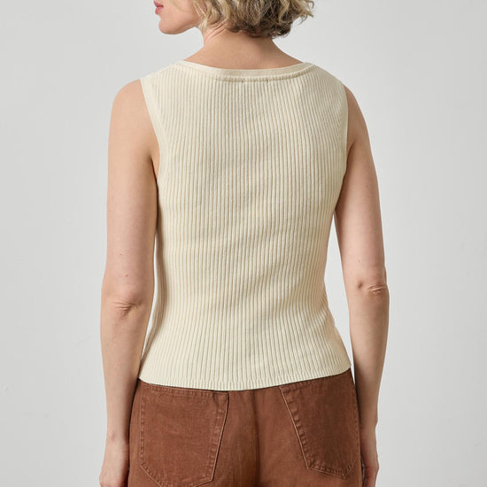 Sleeveless Rib Top Womens Sweater Ivory A2