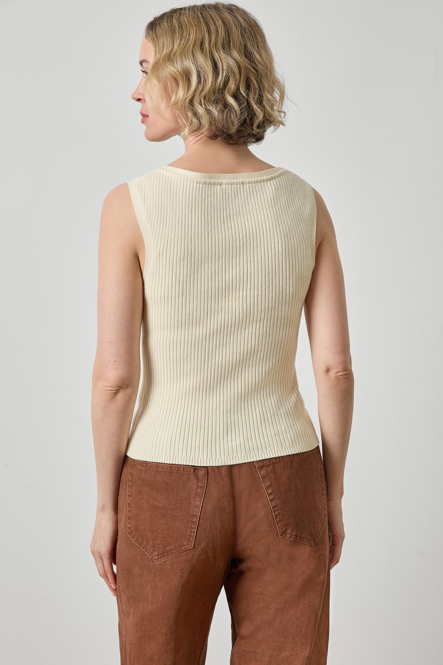 Sleeveless Rib Top Womens Sweater Ivory A2