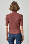 Mock Neck Short Sleeve Sweater Womens Sweater Chestnut A2
