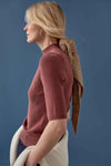 Mock Neck Short Sleeve Sweater Womens Sweater Chestnut C1
