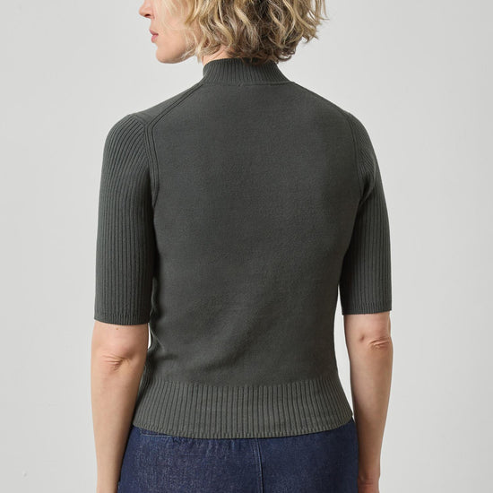 Mock Neck Short Sleeve Sweater Womens Sweater Elm A2