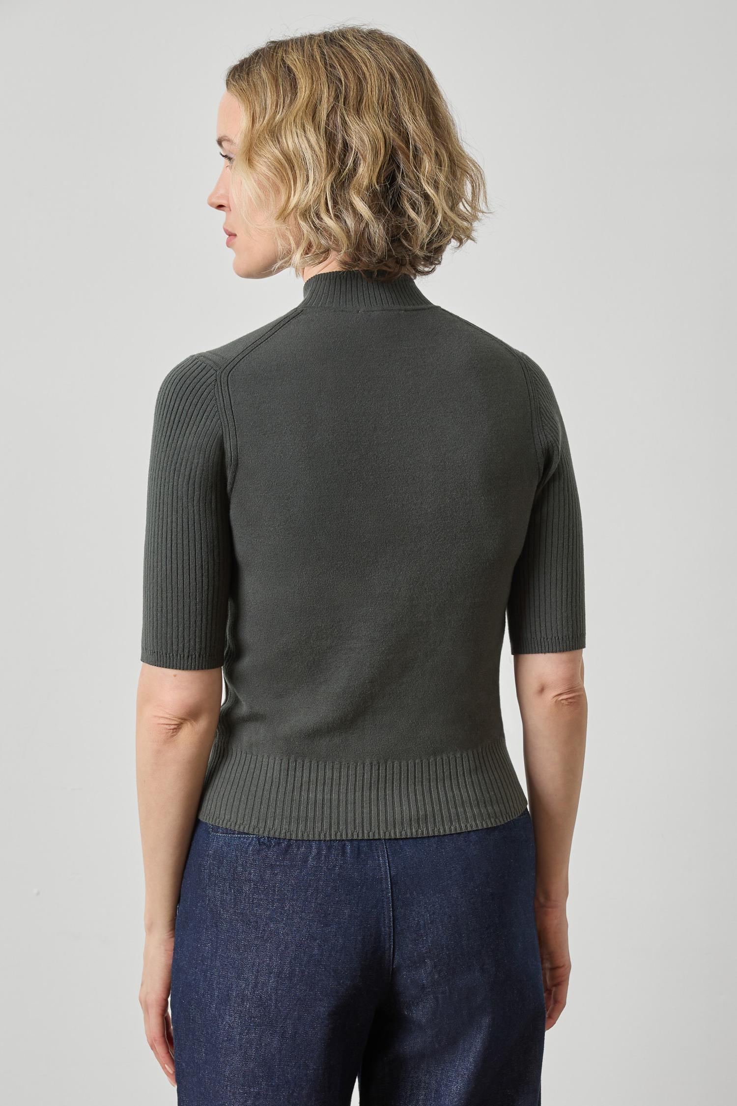 Mock Neck Short Sleeve Sweater Womens Sweater Elm A2