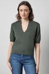 V-Neck Elbow Sleeve Sweater Womens Sweater Balsam A1