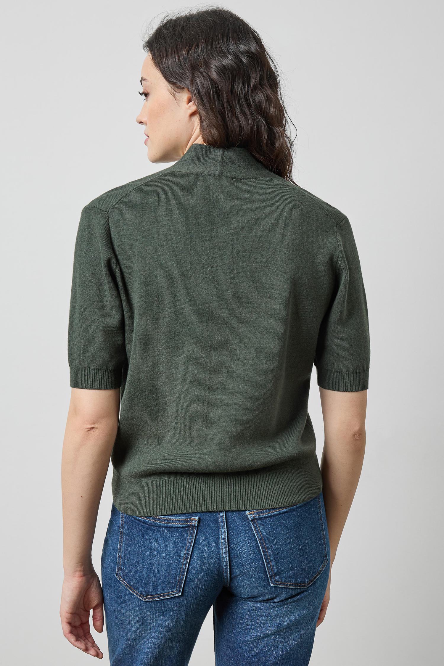 V-Neck Elbow Sleeve Sweater Womens Sweater Balsam A2