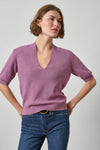 V-Neck Elbow Sleeve Sweater Womens Sweater Dewberry A1