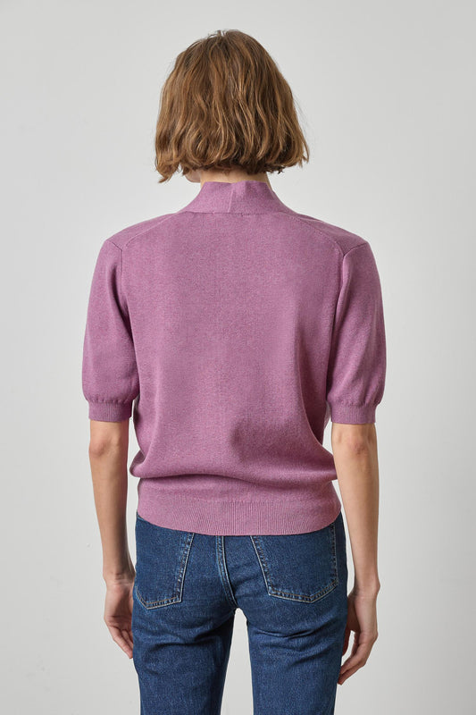V-Neck Elbow Sleeve Sweater Womens Sweater Dewberry A2