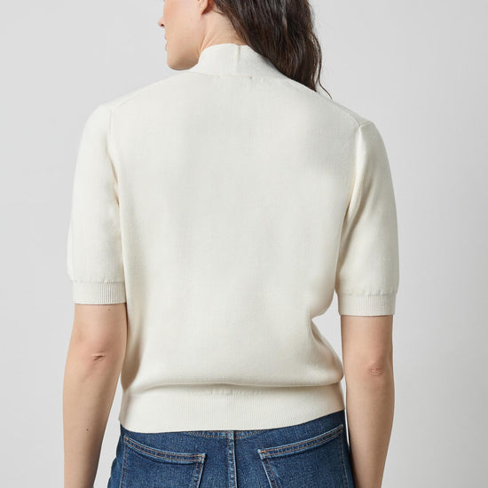V-Neck Elbow Sleeve Sweater Womens Sweater Ivory A2