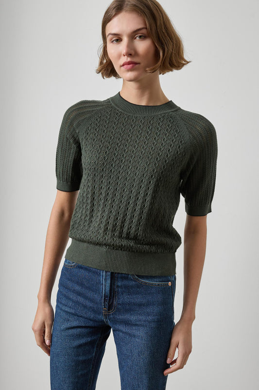 Mixed Stitch Crewneck Sweater Womens Sweater Balsam A1