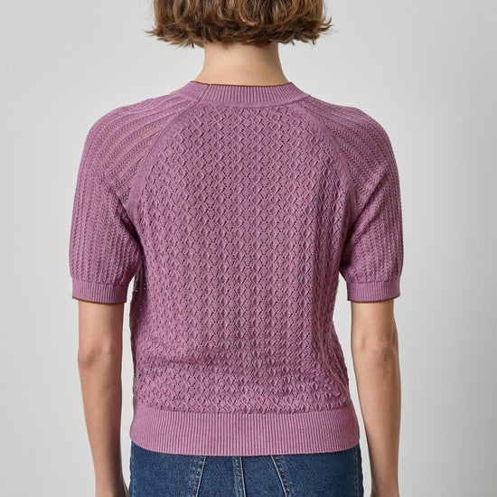 Mixed Stitch Crewneck Sweater Womens Sweater Dewberry A2