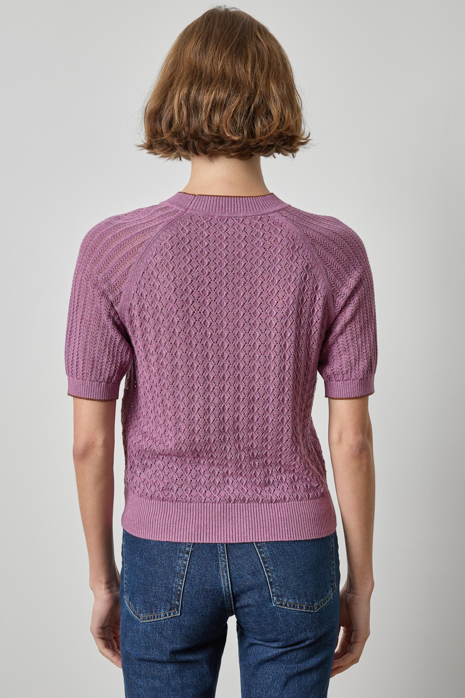 Mixed Stitch Crewneck Sweater Womens Sweater Dewberry A2