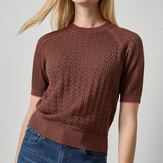 Mixed Stitch Crewneck Sweater Womens Sweater Java A1