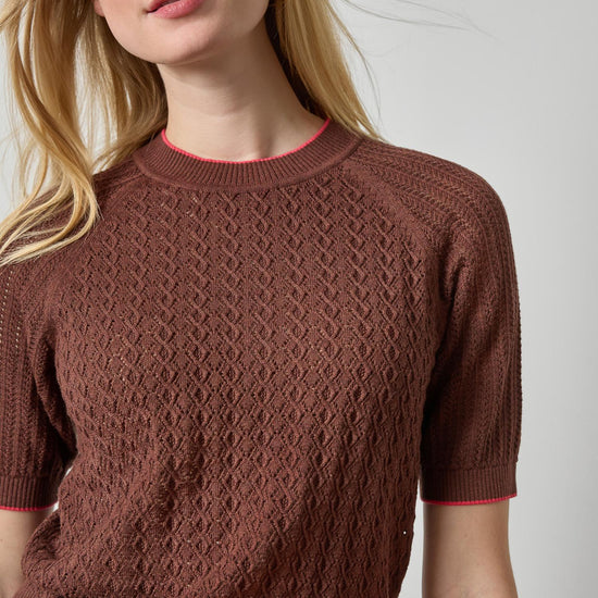 Mixed Stitch Crewneck Sweater Womens Sweater Java A3