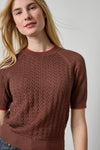 Mixed Stitch Crewneck Sweater Womens Sweater Java A3