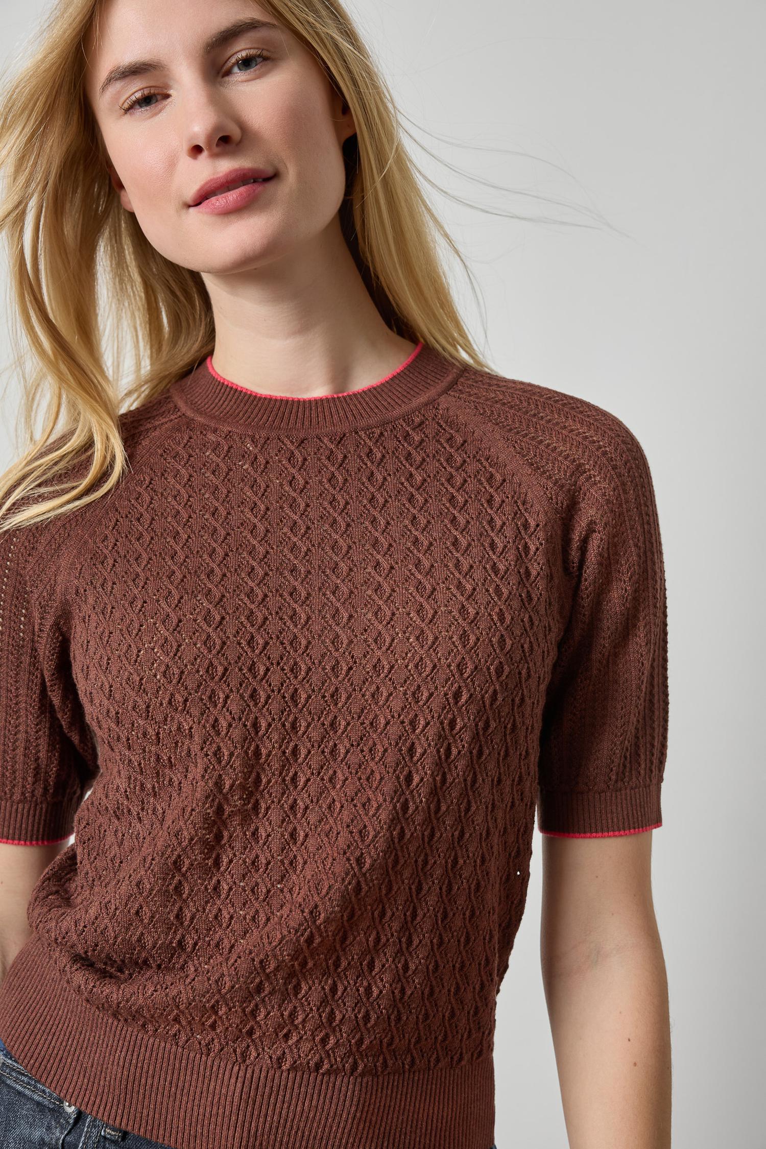 Mixed Stitch Crewneck Sweater Womens Sweater Java A3