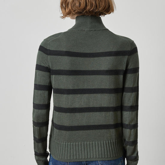 Textured Stripe Turtleneck Sweater Womens Sweater Balsam Stripe A2