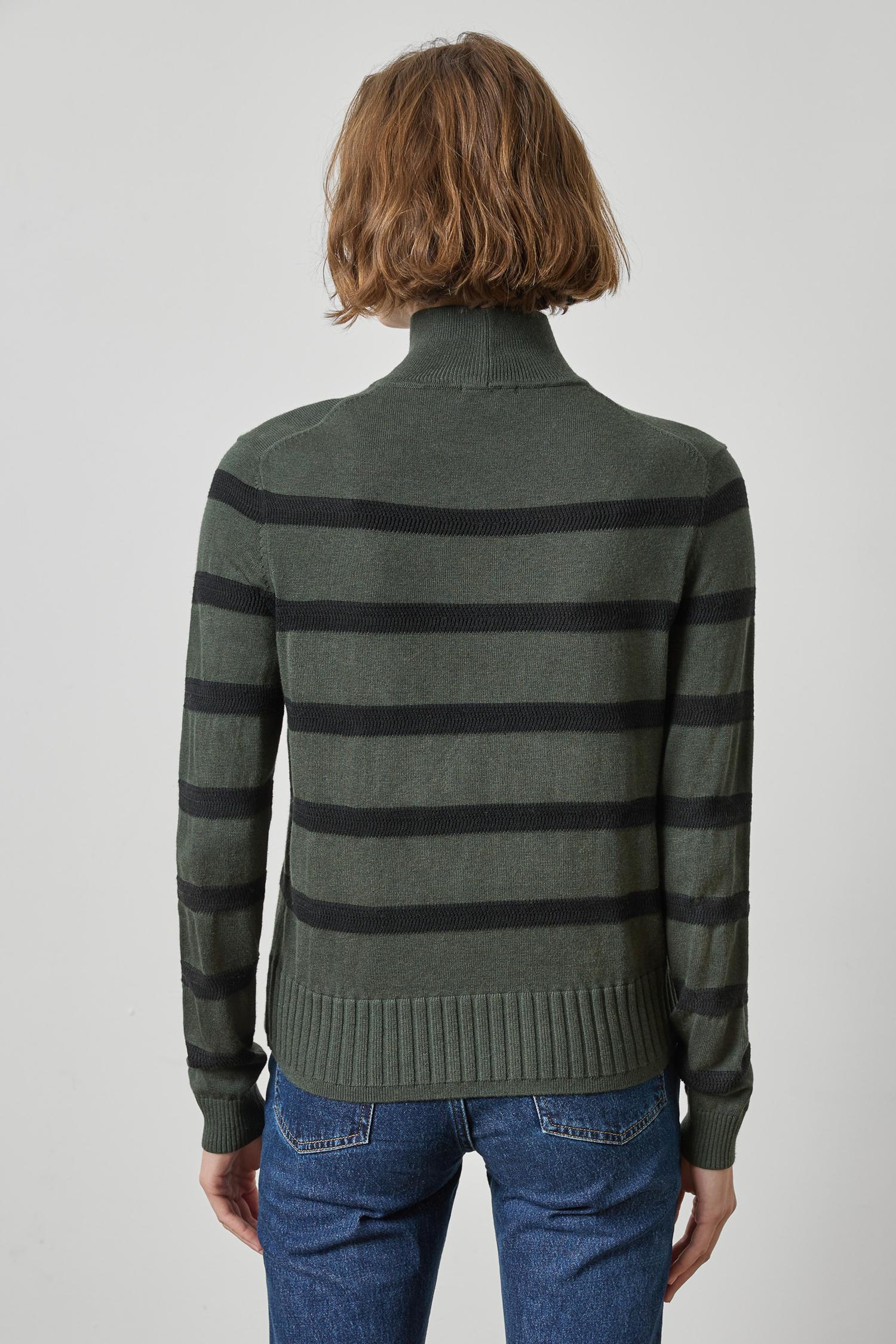 Textured Stripe Turtleneck Sweater Womens Sweater Balsam Stripe A2