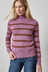 Textured Stripe Turtleneck Sweater Womens Sweater Dewberry Stripe A1