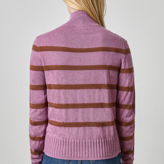Textured Stripe Turtleneck Sweater Womens Sweater Dewberry Stripe A2