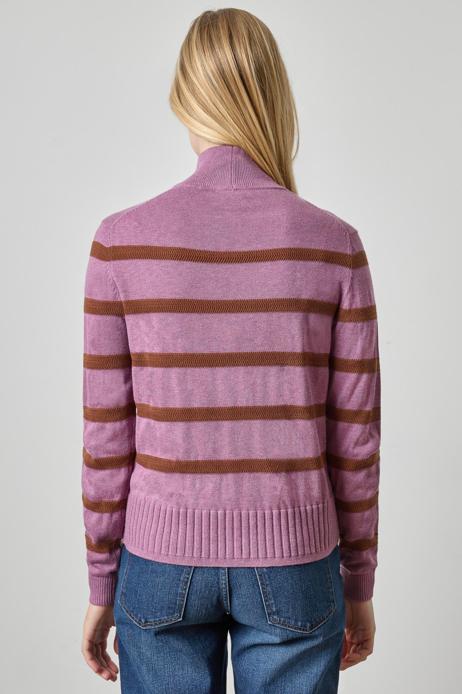 Textured Stripe Turtleneck Sweater Womens Sweater Dewberry Stripe A2