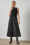 Mixed Media Mock Neck Dress Womens Dress Black A1