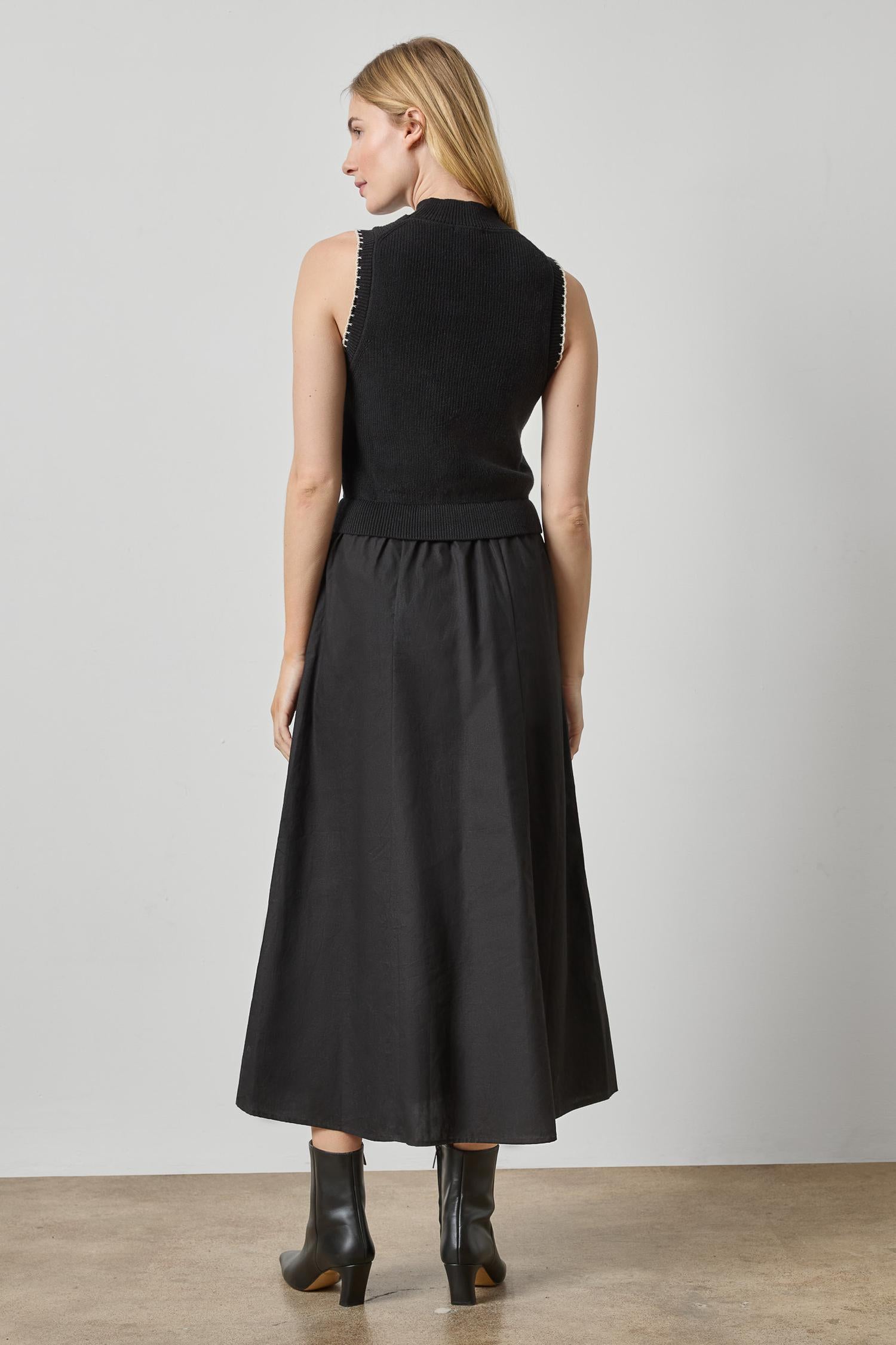 Mixed Media Mock Neck Dress