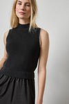 Mixed Media Mock Neck Dress Womens Dress Black A3