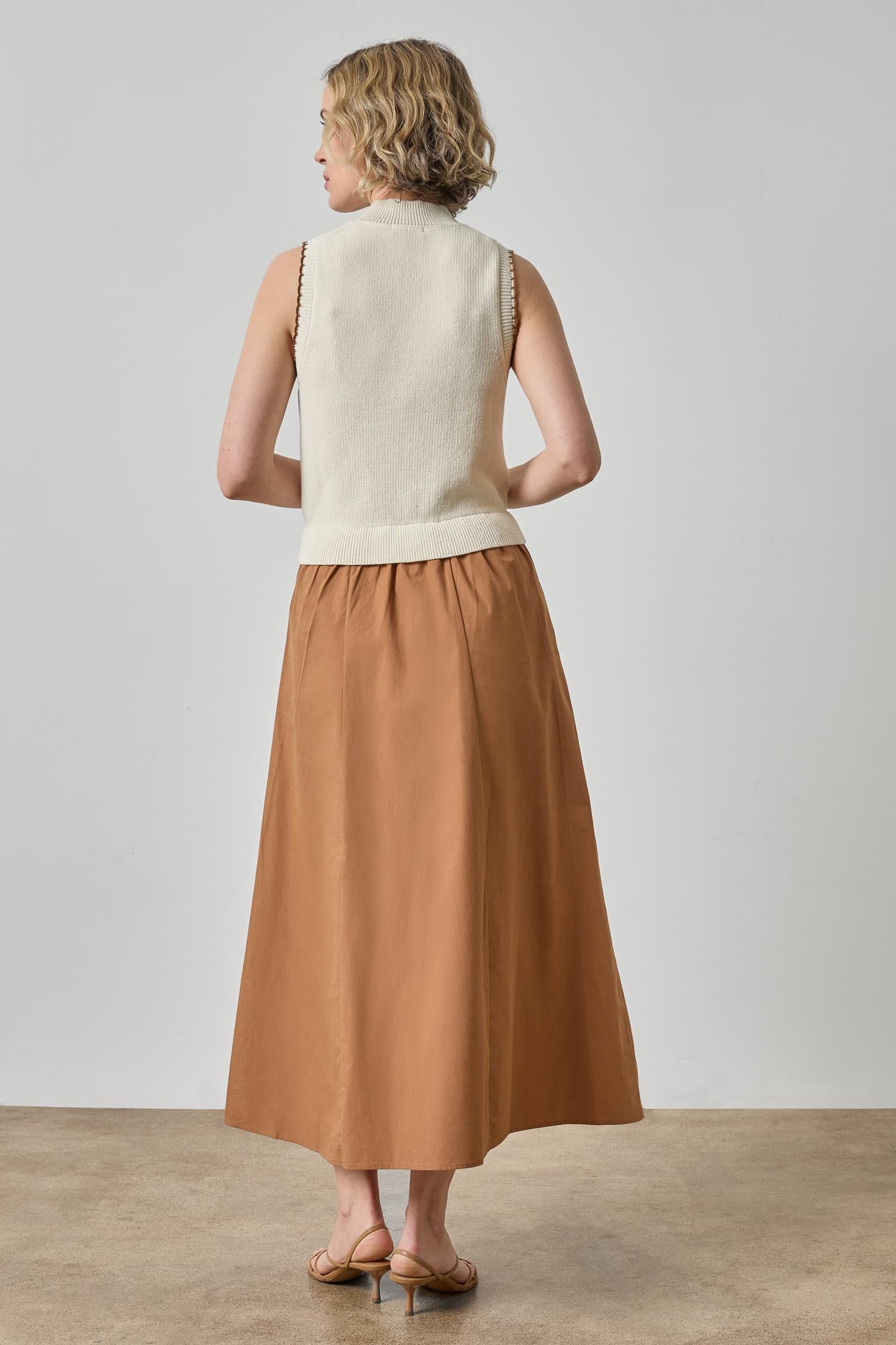 Mixed Media Mock Neck Dress Womens Dress Rope A2