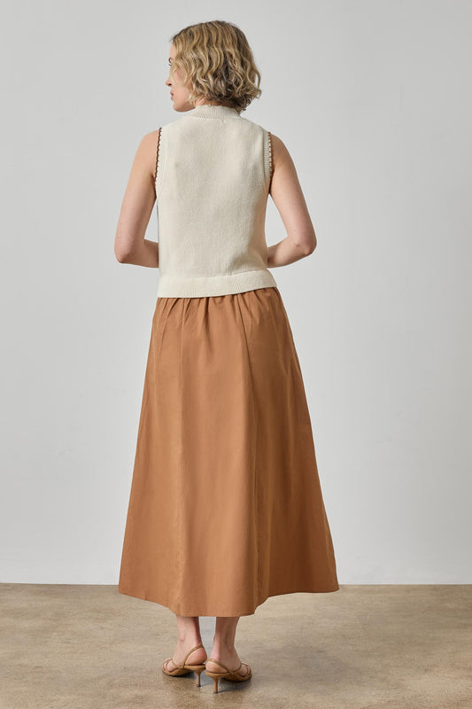 Mixed Media Mock Neck Dress Womens Dress Rope A2