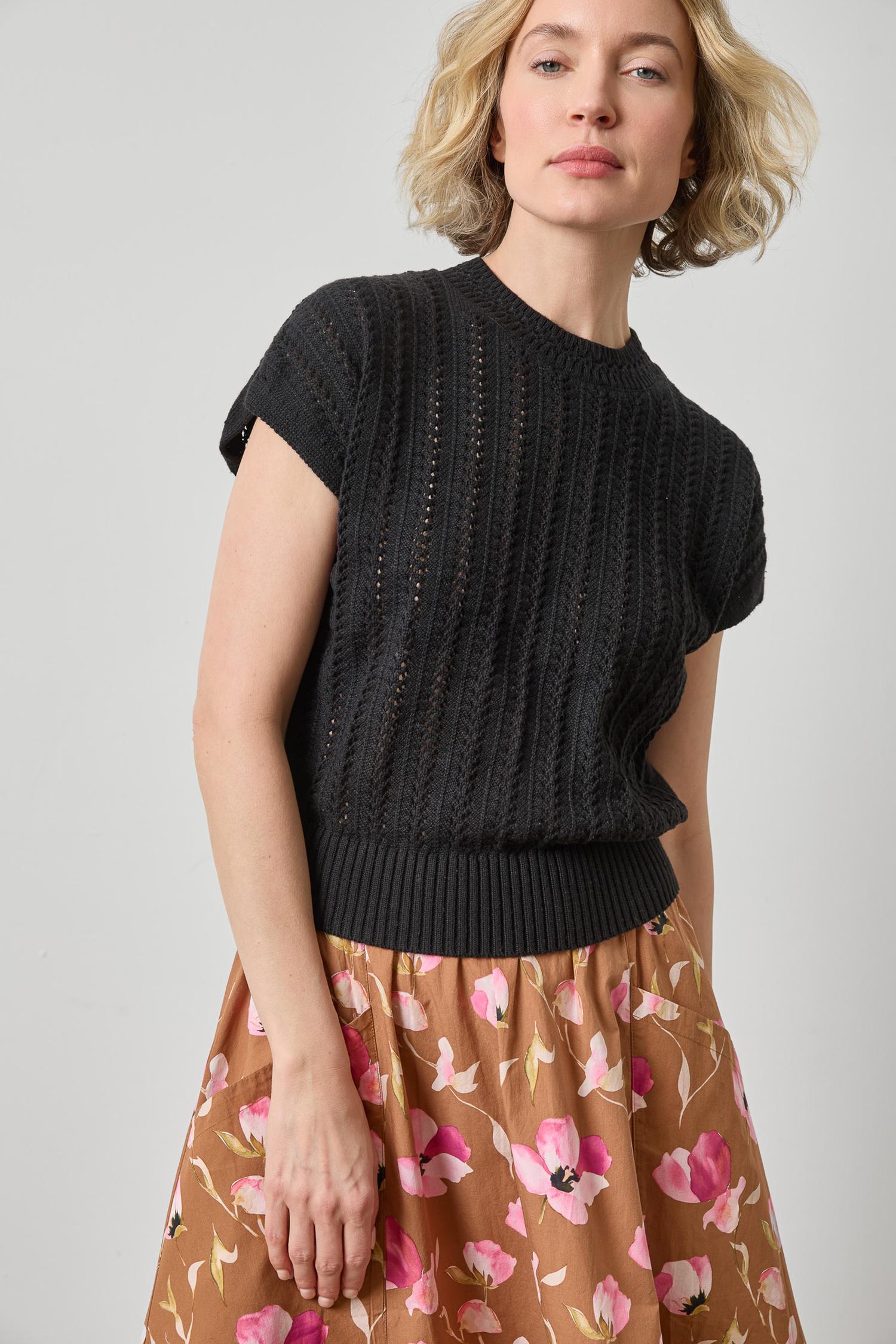 Novelty Stitch Wedge Sweater Womens Sweater Black A1