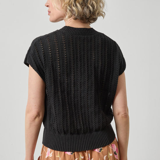 Novelty Stitch Wedge Sweater Womens Sweater Black A2