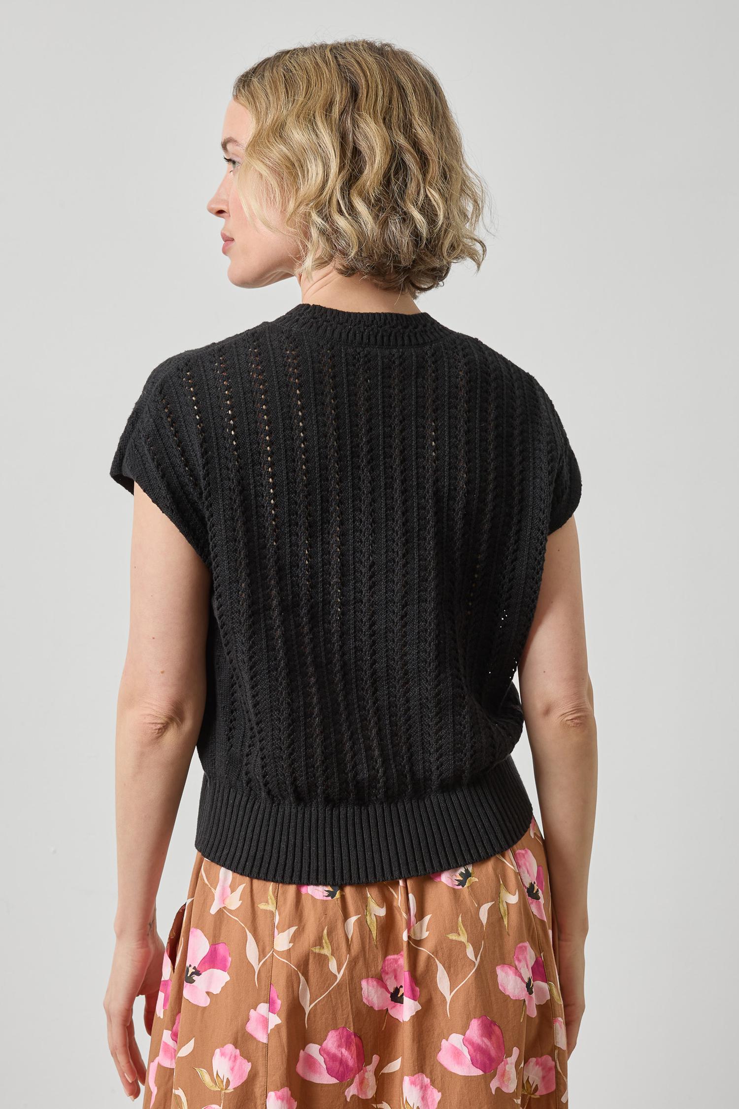 Novelty Stitch Wedge Sweater Womens Sweater Black A2