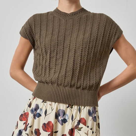 Novelty Stitch Wedge Sweater Womens Sweater Olive A1