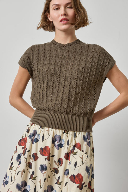 Novelty Stitch Wedge Sweater Womens Sweater Olive A1