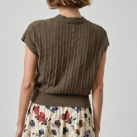 Novelty Stitch Wedge Sweater Womens Sweater Olive A2