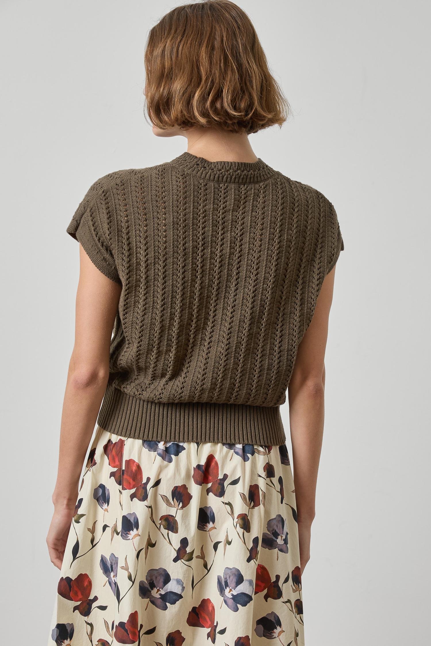 Novelty Stitch Wedge Sweater Womens Sweater Olive A2
