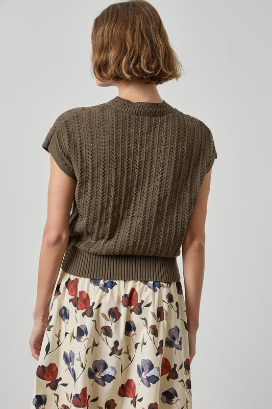 Novelty Stitch Wedge Sweater Womens Sweater Olive A2