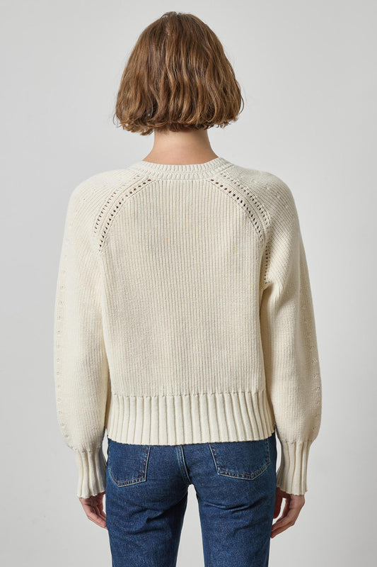 Textured V-Neck Saddle Sweater Womens Sweater Rope A2
