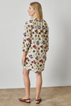 Shirred Neck Placket Dress Womens Dress Blue Poppy Print A2