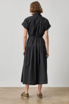Cuffed Sleeve Maxi Shirt Dress Womens Dress Black A2