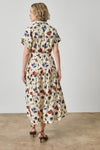 Cuffed Sleeve Maxi Shirt Dress Womens Dress Blue Poppy Print A2