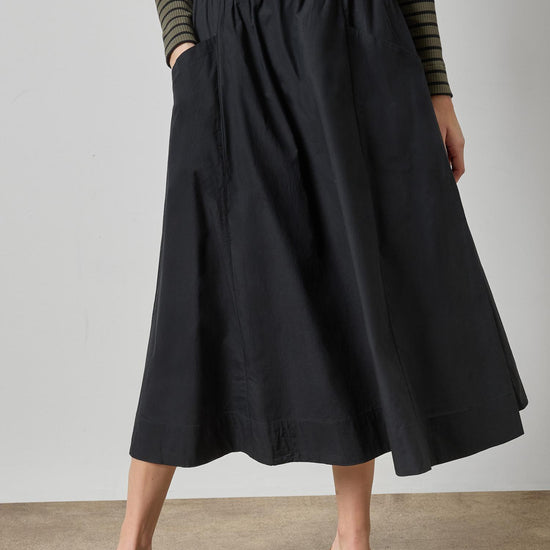 Elastic Waist Paneled Skirt Womens Skirt Black A1