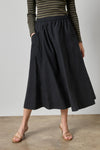 Elastic Waist Paneled Skirt Womens Skirt Black A1