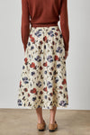 Elastic Waist Paneled Skirt Womens Skirt Blue Poppy Print A2