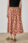 Elastic Waist Paneled Skirt Womens Skirt Pink Poppy Print A2