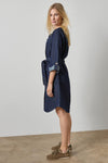 Dolman Full Sleeve Shirt Dress Womens Dress Dark Wash Blue A3