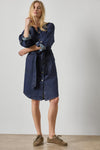 Dolman Full Sleeve Shirt Dress Womens Dress Dark Wash Blue A4