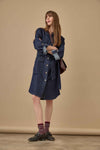 Dolman Full Sleeve Shirt Dress Womens Dress Dark Wash Blue C1