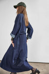 Dolman Full Sleeve Shirt Dress Womens Dress Dark Wash Blue C2