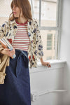 Belted Pocket Front Skirt Womens Skirt Dark Wash Blue C2